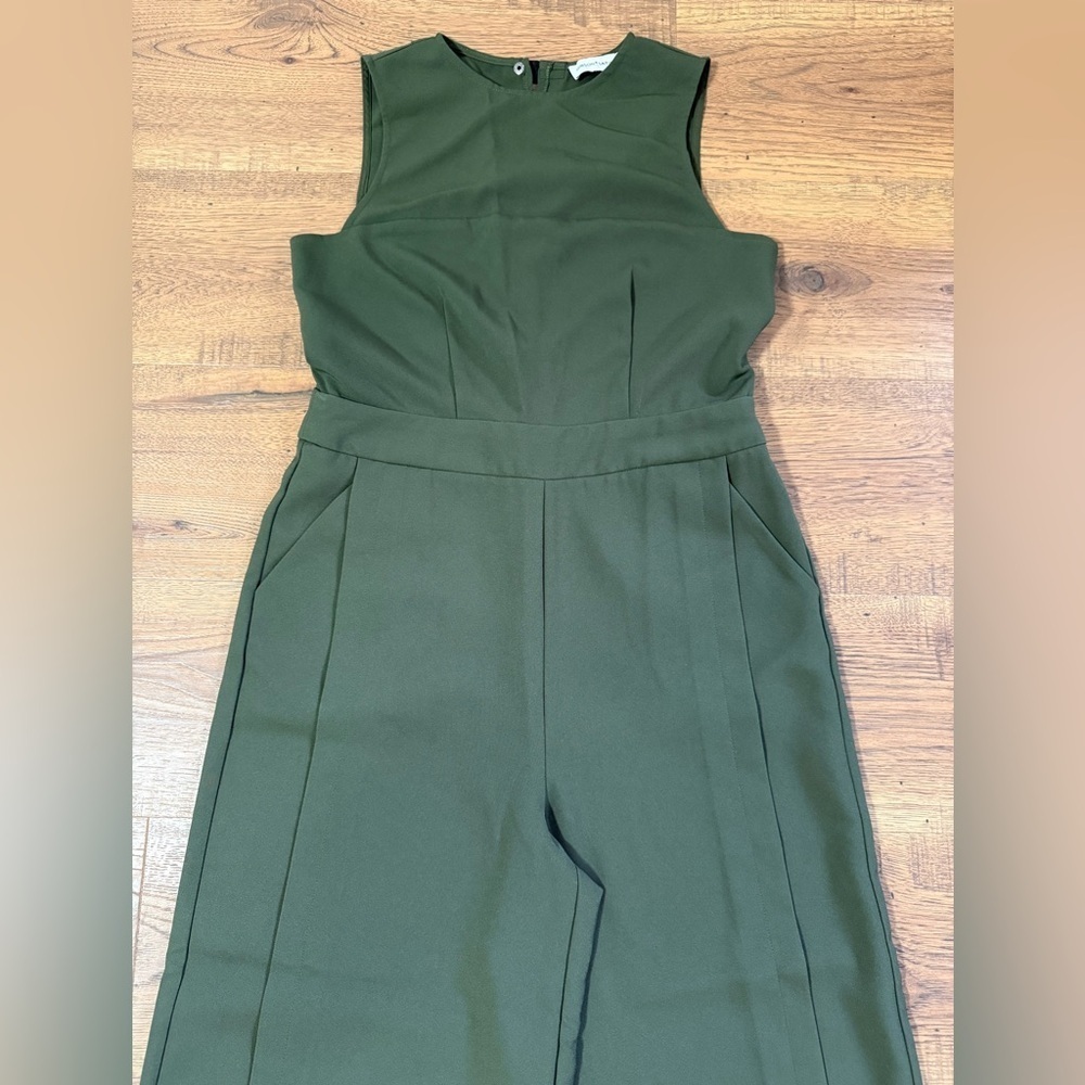 GIBSON*LATIMER   Sleeveless Wide-Leg Jumpsuit Pockets Round Neck Size M